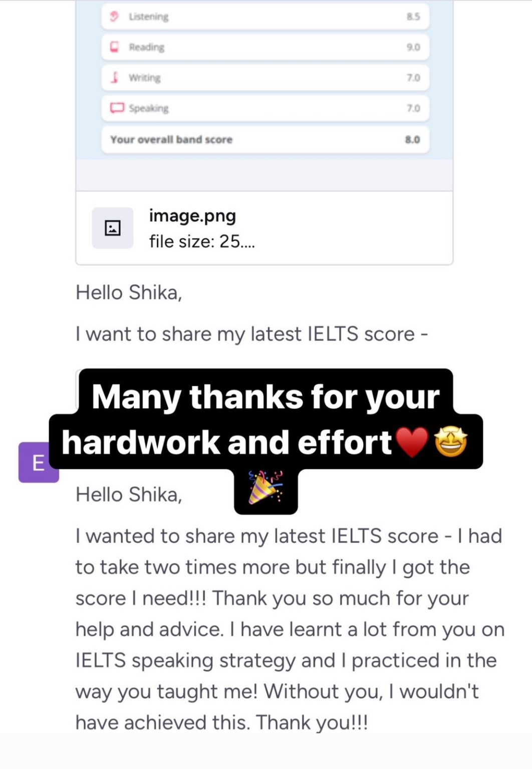 IELTS Band 8.0 Result