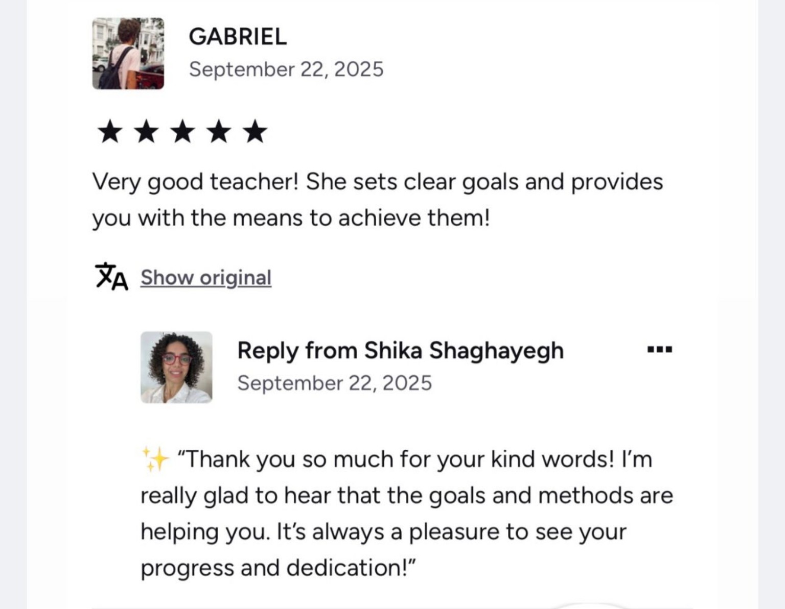 Clear goals and progress