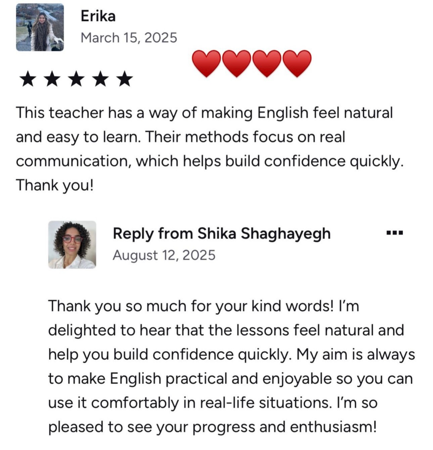 Natural English confidence